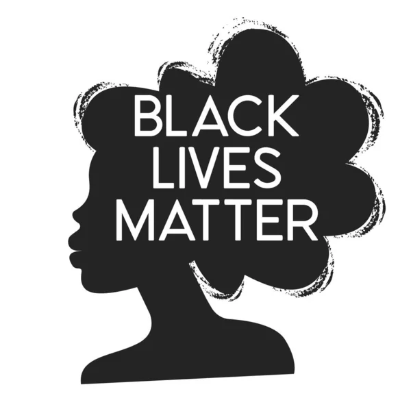 Vidas Negras Importam Slogan Silhueta Uma Mulher Afro Americana Sobre — Vetor de Stock