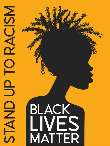 Las Vidas Negras Importan Cartel Protesta Una Silueta Afroamericana Sobre — Vector de stock