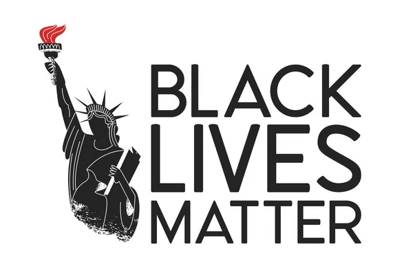 黑人的生命很重要抗议海报 站起来反对种族主义 黑色自由雕像的轮廓 矢量说明 — 图库矢量图片