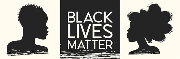 Black Lives Matter Mladí Afroameričané Muž Žena Proti Rasismu Černí — Stockový vektor