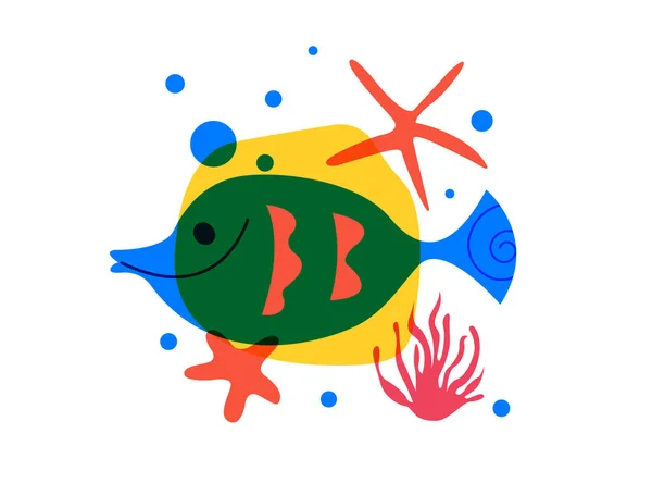 Peşte Tropical Viaţă Marină Viaţă Subacvatică Ilustrație Vectorială Colorată Fundal — Vector de stoc