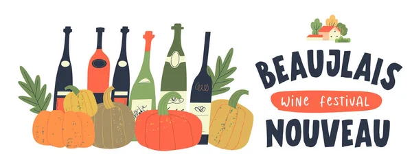 Autunno Novembre Festa Del Vino Giovane Francia Beaujolais Nouveau Illustrazione — Vettoriale Stock