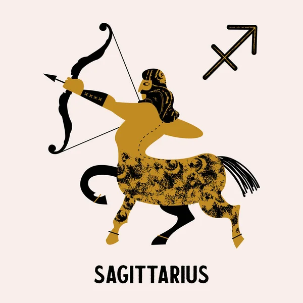 Souhvězdí Sagittarius Znamení Zvěrokruhu Sagittarius Kentaur Vystřelí Luku Vektorová Ilustrace — Stockový vektor