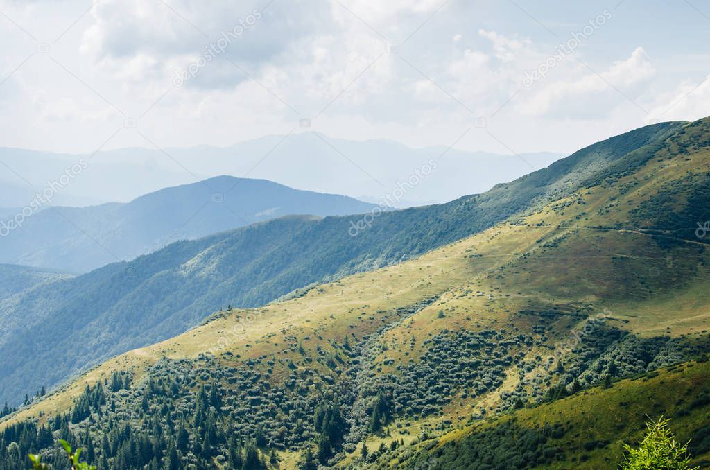 View of the Carpathian Mountains from different peaks.