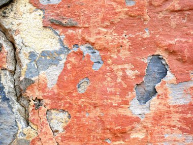 Yaşlanmış arka plan ve doku. Eski binanın duvarına. Çimento ve eski boya..