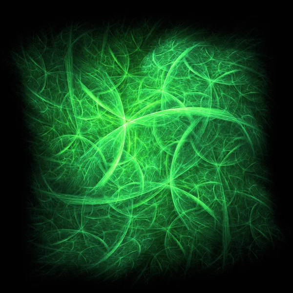 Verde Abstrato Fractal Fundo Renderização Ilustração — Fotografia de Stock