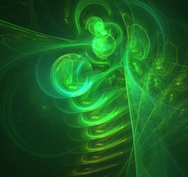 yeşil Soyut Fraktal arka plan 3d render illüstrasyon