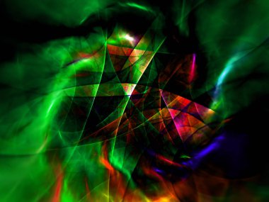 yeşil Soyut Fraktal arka plan 3d render illüstrasyon