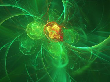 yeşil Soyut Fraktal arka plan 3d render illüstrasyon