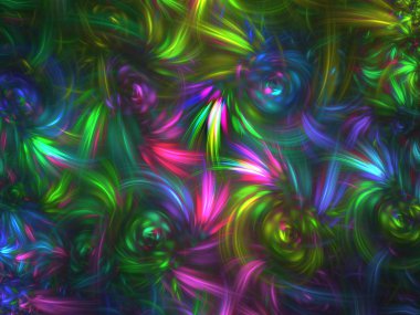 yeşil Soyut Fraktal arka plan 3d render illüstrasyon