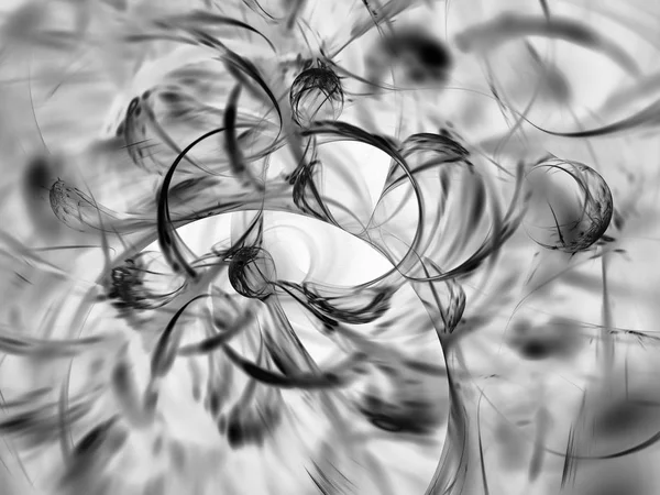 Noir Blanc Abstrait Fractal Fond Rendu Illustration — Photo