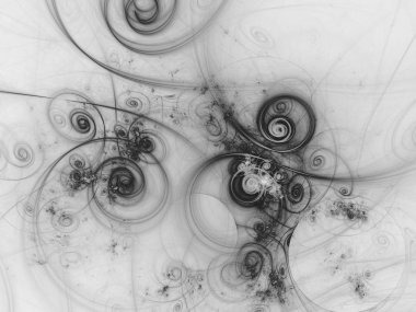 siyah ve beyaz Soyut Fraktal arka plan 3d render illüstrasyon