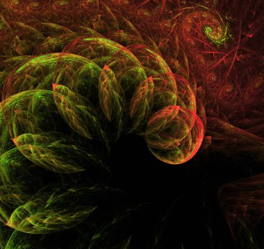 Kırmızı Soyut Fraktal arka plan 3d render illüstrasyon