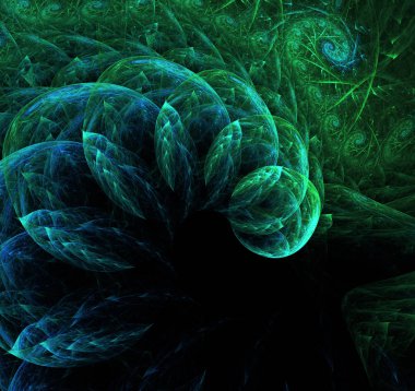 yeşil Soyut Fraktal arka plan 3d render illüstrasyon