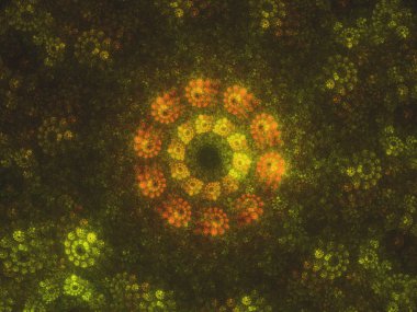 sarı Soyut Fraktal arka plan 3d render illüstrasyon