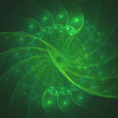 yeşil Soyut Fraktal arka plan 3d render illüstrasyon