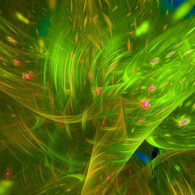 yeşil Soyut Fraktal arka plan 3d render illüstrasyon