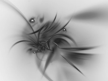 siyah ve beyaz Soyut Fraktal arka plan 3d render illüstrasyon