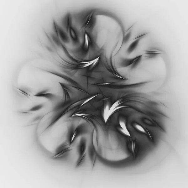 黑白抽象分形背景3D 渲染插图 — 图库照片
