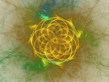 sarı Soyut Fraktal arka plan 3d render illüstrasyon