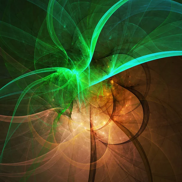 Fondo Fractal Abstracto Verde Representación Ilustración — Foto de Stock