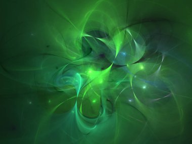 yeşil Soyut Fraktal arka plan 3d render illüstrasyon