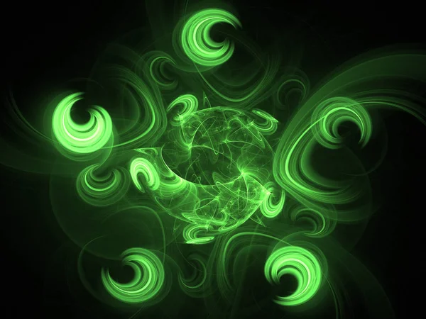 绿色抽象分形背景3D 渲染插图 — 图库照片