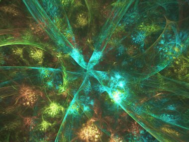 yeşil Soyut Fraktal arka plan 3d render illüstrasyon