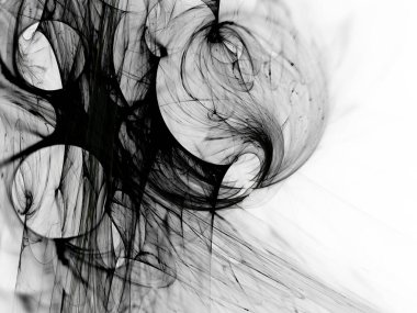 siyah ve beyaz Soyut Fraktal arka plan 3d render illüstrasyon