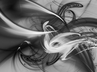 siyah ve beyaz Soyut Fraktal arka plan 3d render illüstrasyon