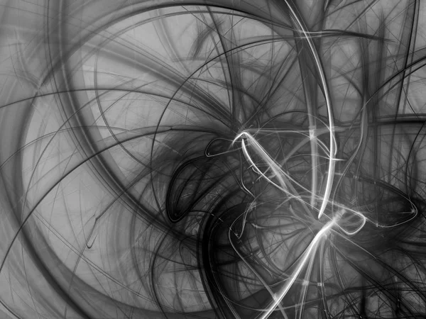 Noir Blanc Abstrait Fractal Fond Rendu Illustration — Photo