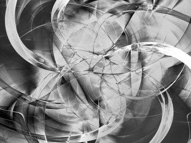 siyah ve beyaz Soyut Fraktal arka plan 3d render illüstrasyon