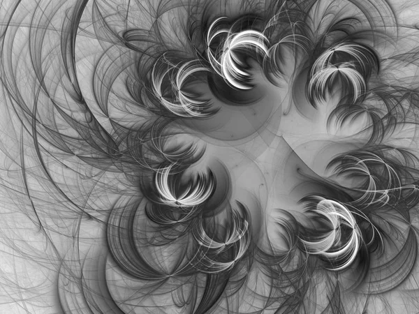 Noir Blanc Abstrait Fractal Fond Rendu Illustration — Photo