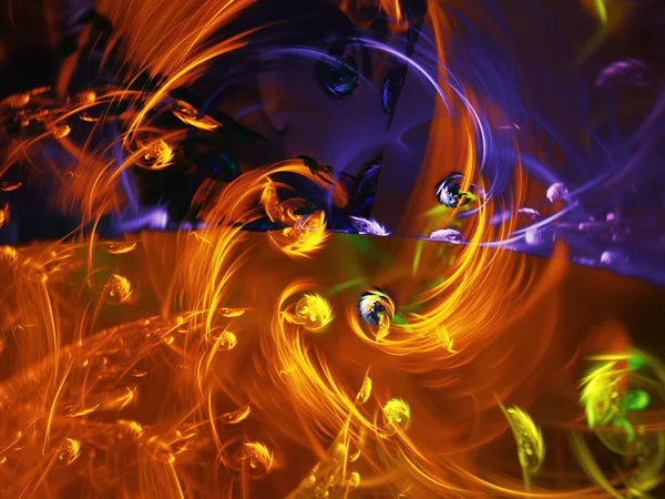 Oranje Abstracte Fractal Achtergrond Rendering — Stockfoto