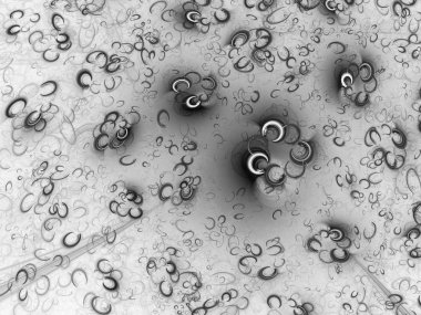 siyah ve beyaz Soyut Fraktal arka plan 3d render illüstrasyon