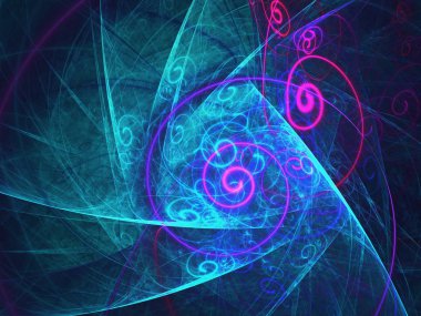 mavi soyut fraktal arkaplan 3d oluşturma