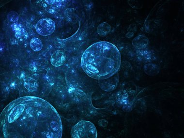 mavi soyut fraktal arkaplan 3d oluşturma