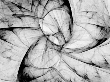 siyah ve beyaz Soyut Fraktal arka plan 3d render illüstrasyon