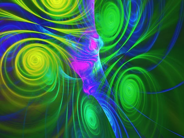 Verde Abstrato Fractal Fundo Renderização — Fotografia de Stock