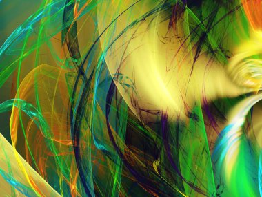 yeşil Soyut Fraktal arka plan 3d render