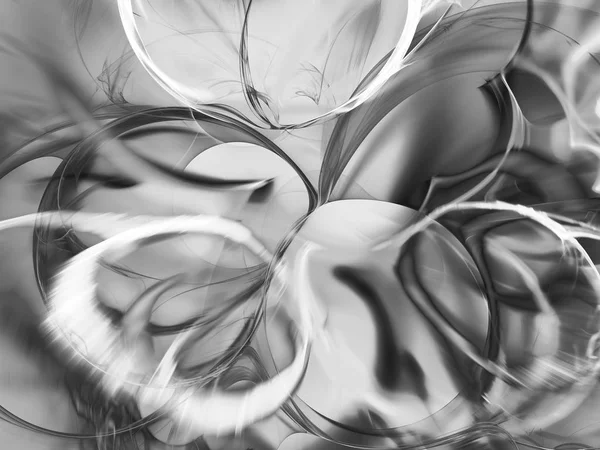 Fondo Fractal Abstracto Blanco Negro Renderizado — Foto de Stock