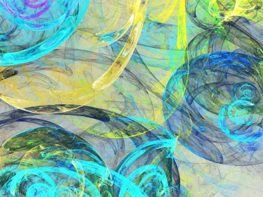 mavi soyut fraktal arkaplan 3d oluşturma