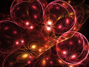 kırmızı soyut fraktal arkaplan 3d oluşturma