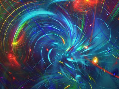 mavi soyut fraktal arkaplan 3d oluşturma