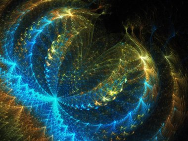 mavi soyut fraktal arkaplan 3d oluşturma