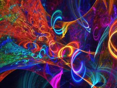 gökkuşağı soyut fraktal arkaplan 3d oluşturma