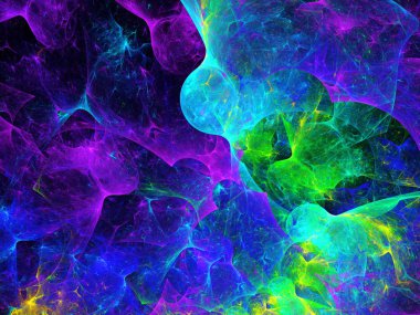 mavi soyut fraktal arkaplan 3d oluşturma