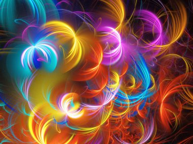 turuncu soyut fraktal arkaplan 3d oluşturma