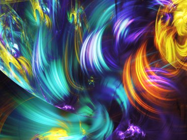 mavi soyut fraktal arkaplan 3d oluşturma