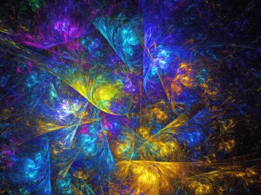 mavi soyut fraktal arkaplan 3d oluşturma